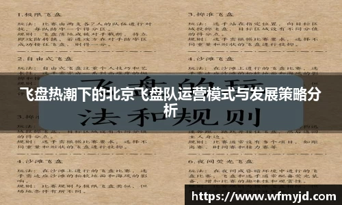 飞盘热潮下的北京飞盘队运营模式与发展策略分析